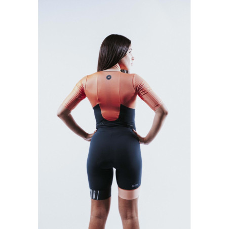 Trifonction Triathlon ZEROD TTSuit RACER FEMME Fusion Coral Avec Manches | Les4Nages
