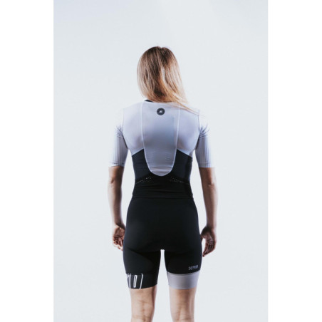 Trifonction Triathlon ZEROD TTSuit RACER FEMME Faded Mariniere Avec Manches | Les4Nages