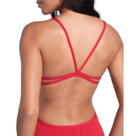 Arena SOLID Lace Back Red White - Maillot de bain natation femme | Les4Nages