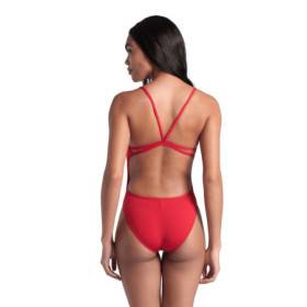 Arena SOLID Lace Back Red White - Maillot de bain natation femme 