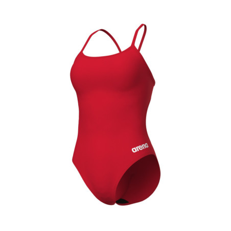 Arena SOLID Lace Back Red White - Maillot de bain natation femme | Les4Nages