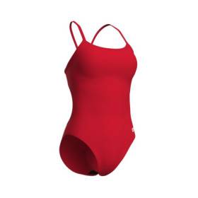 Arena SOLID Lace Back Red White - Maillot de bain natation femme 