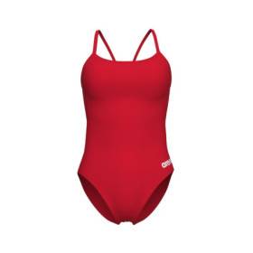 Arena SOLID Lace Back Red White - Maillot de bain natation femme 