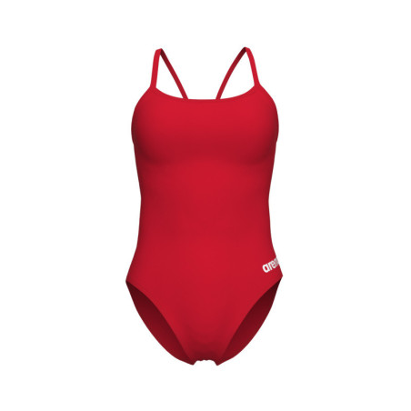 Arena SOLID Lace Back Red White - Maillot de bain natation femme | Les4Nages