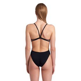 Arena SOLID Lace Back Black White - Maillot de bain natation femme