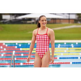 FUNKITA Red Checker Dos Single Strength - Maillot de bain Femme Natation 1 piece