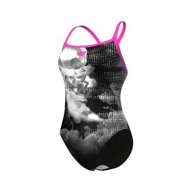 Arena AIRBRUSH Challenge Back Shocking Pink Black Multi - Maillot Natation Femme 