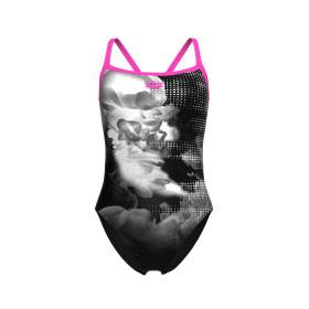 Arena AIRBRUSH Challenge Back Shocking Pink Black Multi - Maillot Natation Femme 
