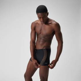 SPEEDO Tech Logo Aquashort Black green - Boxer homme natation