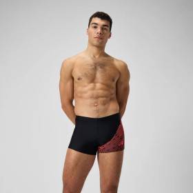 SPEEDO MEDLEY LOGO Aquashort Black red - Boxer homme natation
