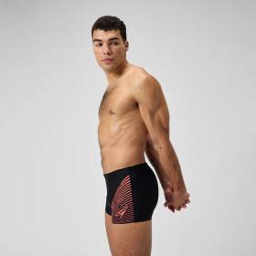 SPEEDO MEDLEY LOGO Aquashort Black red - Boxer homme natation