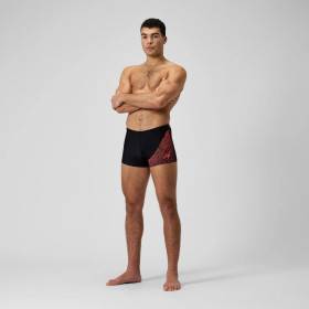 SPEEDO MEDLEY LOGO Aquashort Black red - Boxer homme natation