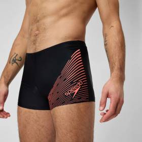 SPEEDO MEDLEY LOGO Aquashort Black red - Boxer homme natation