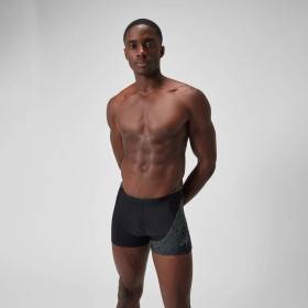 SPEEDO MEDLEY LOGO Aquashort Black Green - Boxer homme natation