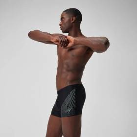 SPEEDO MEDLEY LOGO Aquashort Black Green - Boxer homme natation