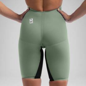 SPEEDO FastSkin LZR PURE VALOR 2.0 OpenBack Kneeskin Dos Ouvert - Green Black - Combinaison Natation Competition Femme
