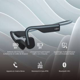 SHOKZ OPENMOVE Gris - Casque audio Bluetooth - EN STOCK 