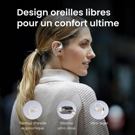 Ecouteurs Bluetooth SHOKZ OPENFIT Beige | Les4Nages Ecouteurs Bluetooth SHOKZ OPENFIT Beige | Les4Nages