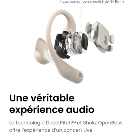 Ecouteurs Bluetooth SHOKZ OPENFIT Beige | Les4Nages Ecouteurs Bluetooth SHOKZ OPENFIT Beige | Les4Nages