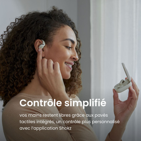 Ecouteurs Bluetooth SHOKZ OPENFIT Beige | Les4Nages Ecouteurs Bluetooth SHOKZ OPENFIT Beige | Les4Nages