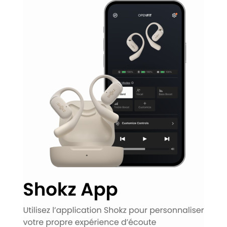 Ecouteurs Bluetooth SHOKZ OPENFIT Beige | Les4Nages Ecouteurs Bluetooth SHOKZ OPENFIT Beige | Les4Nages
