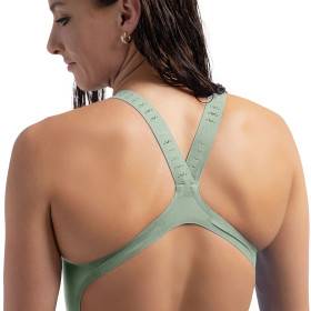 SPEEDO FastSkin LZR PURE INTENT 2.0 OpenBack Kneeskin Dos Ouvert - Green Black - Combinaison Natation Competition Femme