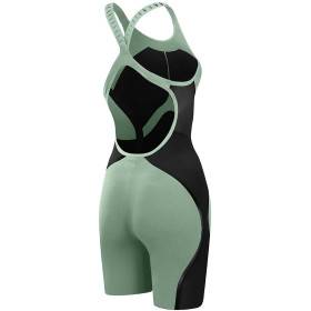 SPEEDO FastSkin LZR PURE INTENT 2.0 OpenBack Kneeskin Dos Ouvert - Green Black - Combinaison Natation Competition Femme