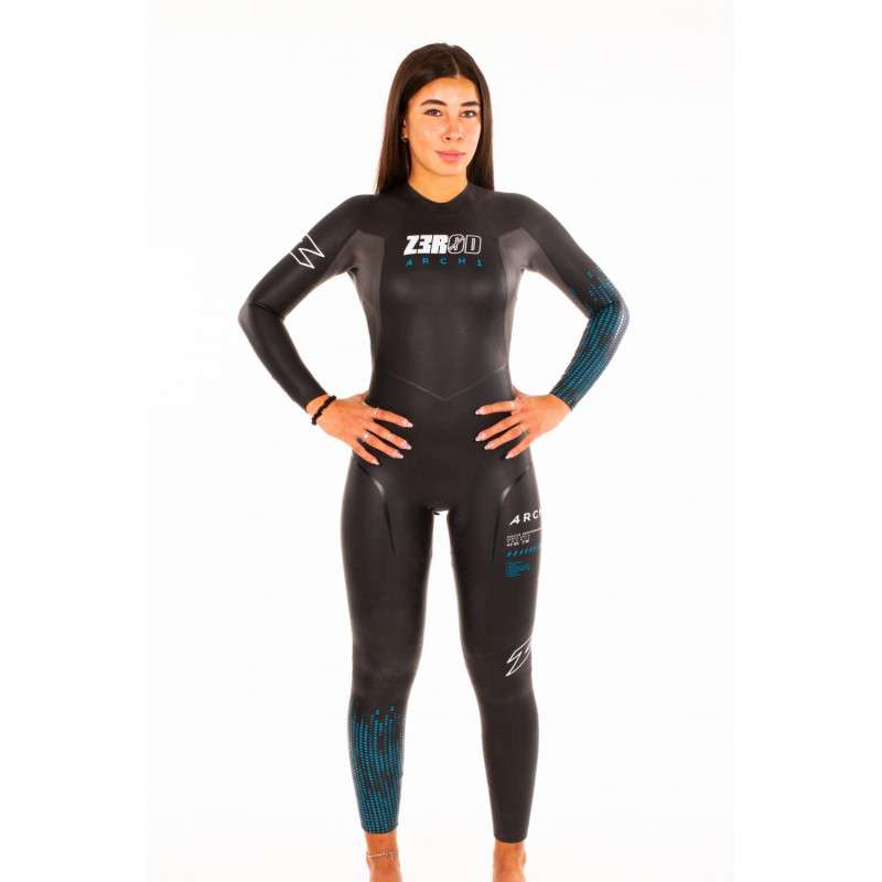 ZEROD ARCHI Femme Black Blue - Combinaison Triathlon Femme | Les4Nages