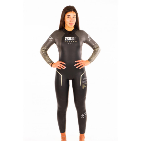 ZEROD FUZION MAX Femme Black Gold - Combinaison Triathlon Femme | Les4Nages
