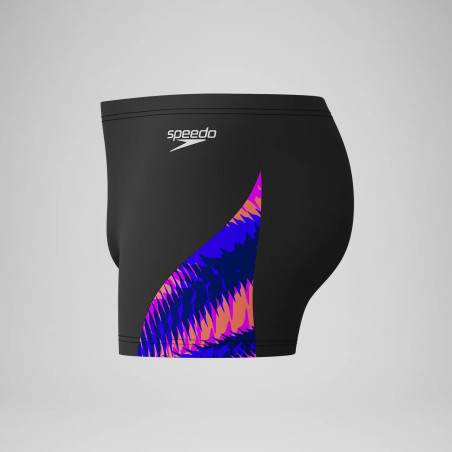 SPEEDO Allover V-Cut Aquashort Black Blue - Boxer Natation | Les4Nages