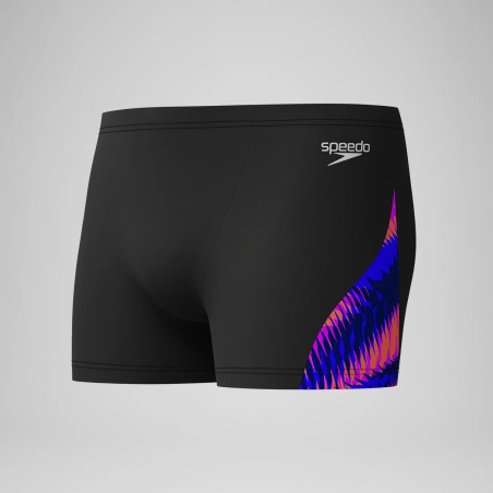 SPEEDO Allover V-Cut Aquashort Black Blue - Boxer Natation | Les4Nages