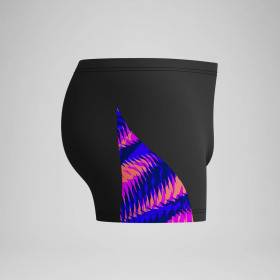 SPEEDO Allover V-Cut Aquashort Black Blue - Boxer Natation
