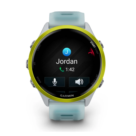 GARMIN Forerunner 570 47mm - Aluminium Jaune avec bracelet Blanc translucide/Turquoise - Montre GPS Running - EN STOCK | Les4Nages