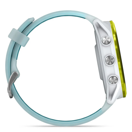 GARMIN Forerunner 570 47mm - Aluminium Jaune avec bracelet Blanc translucide/Turquoise - Montre GPS Running - EN STOCK | Les4Nages