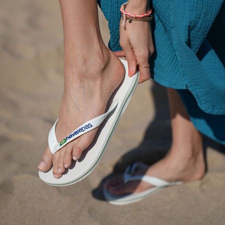Tongs Havaianas BRASIL LOGO White | Les4Nages