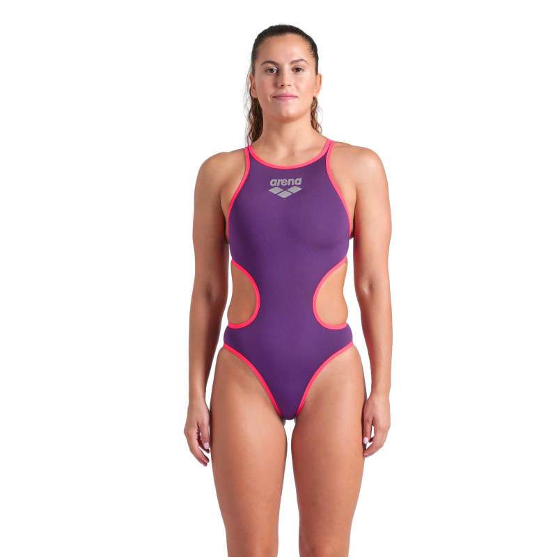 ARENA One Biglogo - PLUM BRIGHT CORAL - Maillot Natation Femme 1 piece | Les4Nages