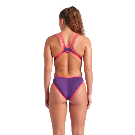 ARENA One Biglogo - PLUM BRIGHT CORAL - Maillot Natation Femme 1 piece | Les4Nages