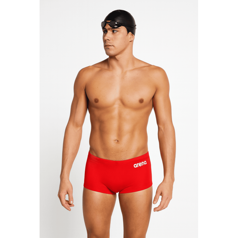 Arena Solid Squared Short - Red White : maillot de bain natation