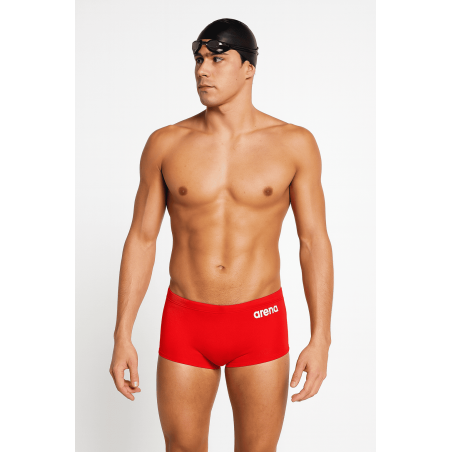 Arena Solid Squared Short - Red White : maillot de bain natation