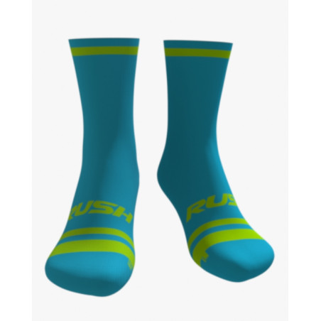 RUSH SOCKS RUN - TURQUOISE - YELLOW FLUO - Socquettes Cyclisme,Triathlon | Les4Nages