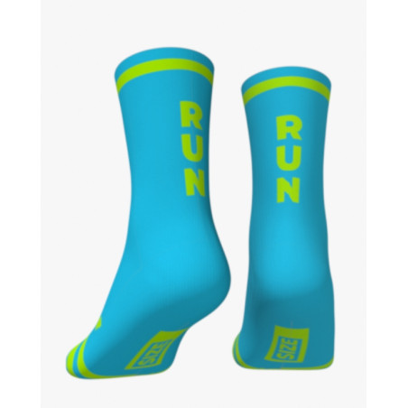 RUSH SOCKS RUN - TURQUOISE - YELLOW FLUO - Socquettes Cyclisme,Triathlon | Les4Nages