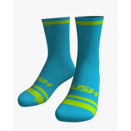RUSH SOCKS RUN - TURQUOISE - YELLOW FLUO - Socquettes Cyclisme,Triathlon | Les4Nages