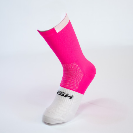 RUSH Med SOCKS PINK FLUO - WHITE - Socquettes Cyclisme, Triathlon | Les4Nages
