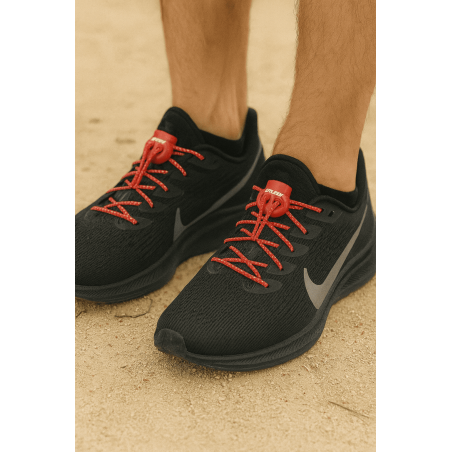 RUSH Lacets running FastLace striped Red - White | Les4Nages RUSH Lacets running FastLace striped Red - White | Les4Nages