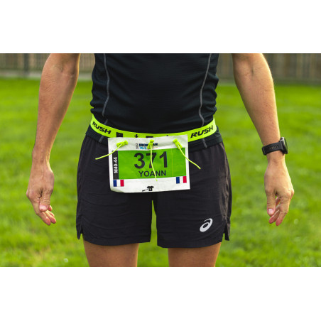 Ceinture porte dossard RUSH Basic Race belt Jaune avec 3 points | Les4Nages