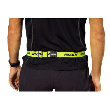 Ceinture porte dossard RUSH Basic Race belt Jaune avec 3 points | Les4Nages