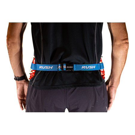 Ceinture porte dossard RUSH Energy Race belt Blue avec 3 points de fixation et 6 porte gels | Les4Nages