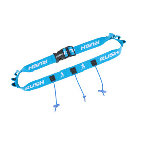 Ceinture porte dossard RUSH Energy Race belt Blue avec 3 points de fixation et 6 porte gels