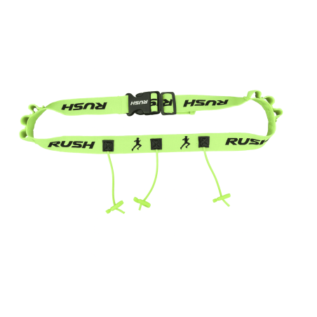 Ceinture porte dossard RUSH Energy Race belt Jaune avec 3 points de fixation et 6 porte gels | Les4Nages