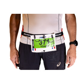 Ceinture porte dossard RUSH Energy Race belt Black avec 3 points de fixation et 6 porte gels